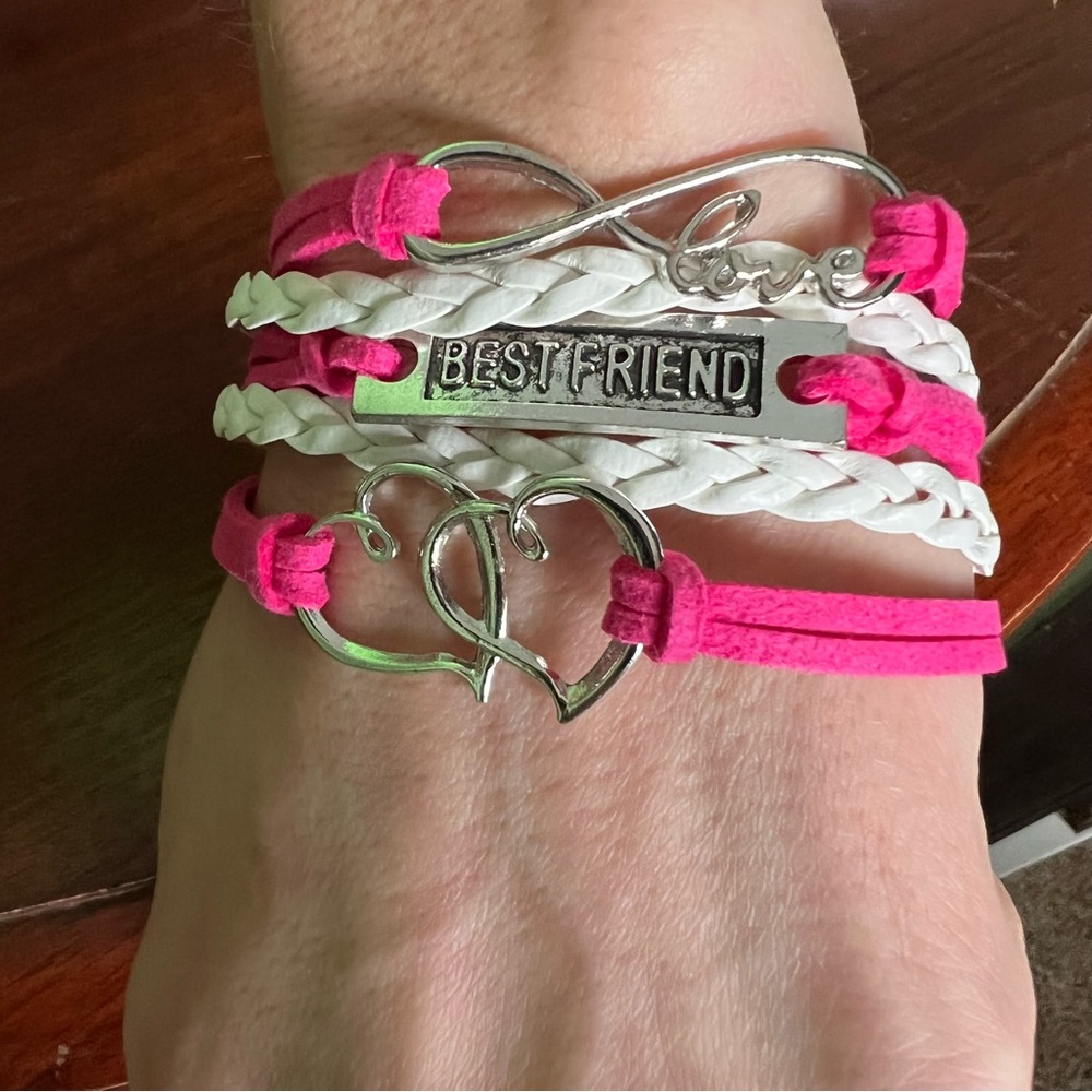 NWT Pink and White Multi Strand Best Friends Bracelet
